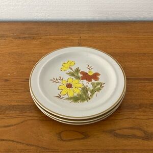 VINTAGE Set of 3 Excel Hand Painted Bonnie-Fleur Stoneware 7.5" Bread Plates